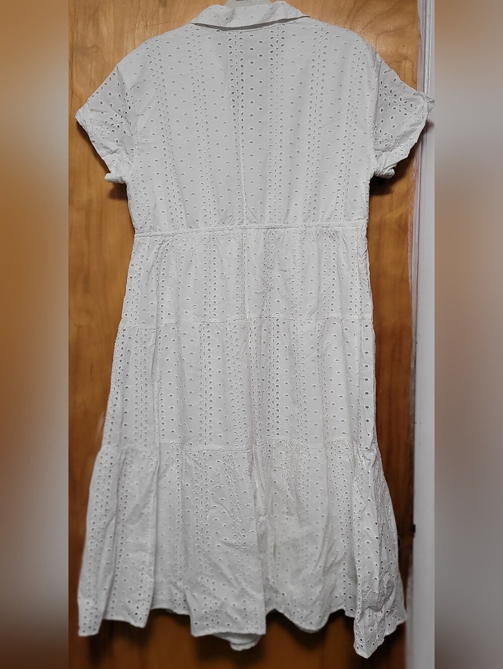 Eloquii White Eyelet Button-Front Midi Dress with Collared V-Neck Size 18 - Picture 2 of 6